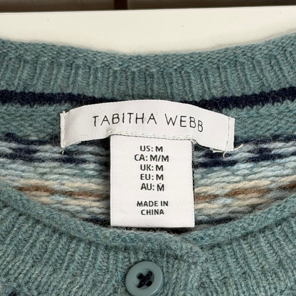 Tabitha Webb Lambswool Blend Fair Isle Nordic Cardigan Sweater Womens Medium - Picture 7 of 12